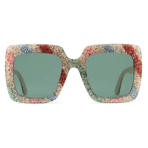 gucci glitter rim sunglasses|white gucci sunglasses women.